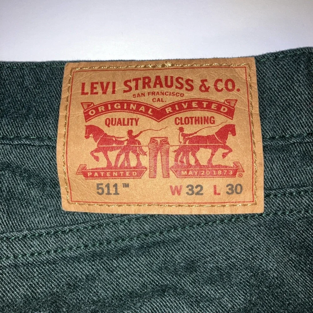 Levi's 511 Slim Jeans Mens 32x30 Dark Green Stretch Denim Pants